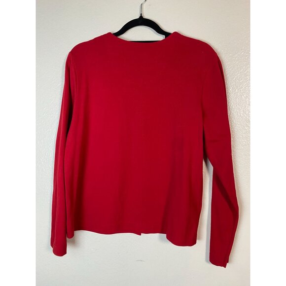 Karen Scott Red Golf Button Up Cardigan Medium Novelty Embroidered Long sleeve - Picture 14 of 16